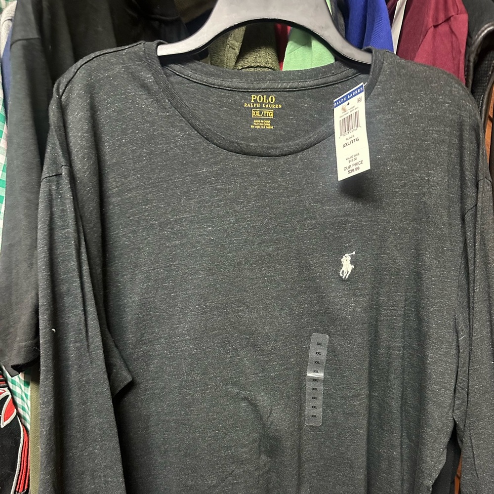 Polo by Ralph Lauren Men's Gray Long Sleeve Tee NWT white logo